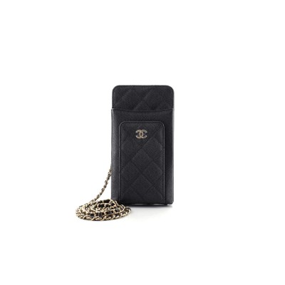 CHANEL PHONE HOLDER CROSSBODY BAG QUILTED CAVIAR AP0990 (18.2*9*3cm)